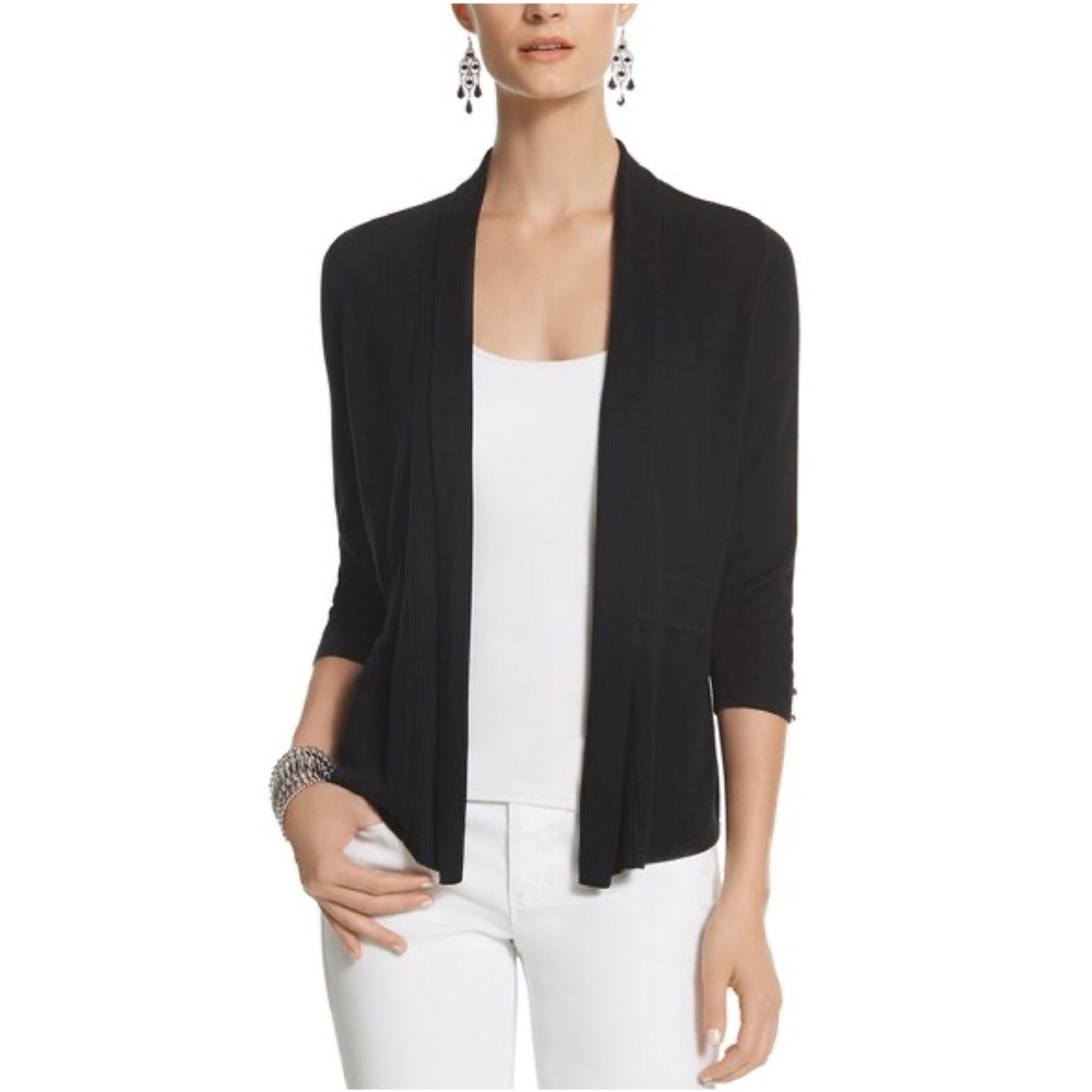 WHITE HOUSE BLACK MARKET 3/4 Sleeve Coverup Cardigan Black Women’s Size S